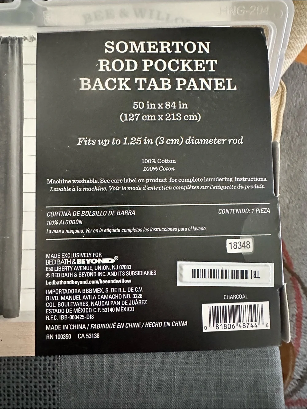 Bee & Willow Somerton Rod Pocket Back Tab Curtain Panel - Gray    Set of 4